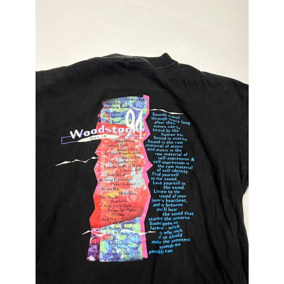 Vintage 1994 Woodstock Festival Pepsi Tee Shirt Aerosmith Cyprus Hill Nine inch - Picture 3 of 5